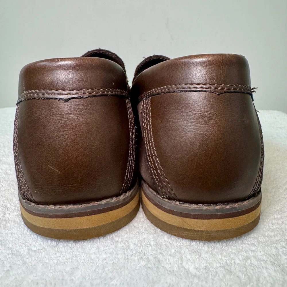 Timberland Men Dark Brown Leather Slip On Loafer Shoes‎ Size 10